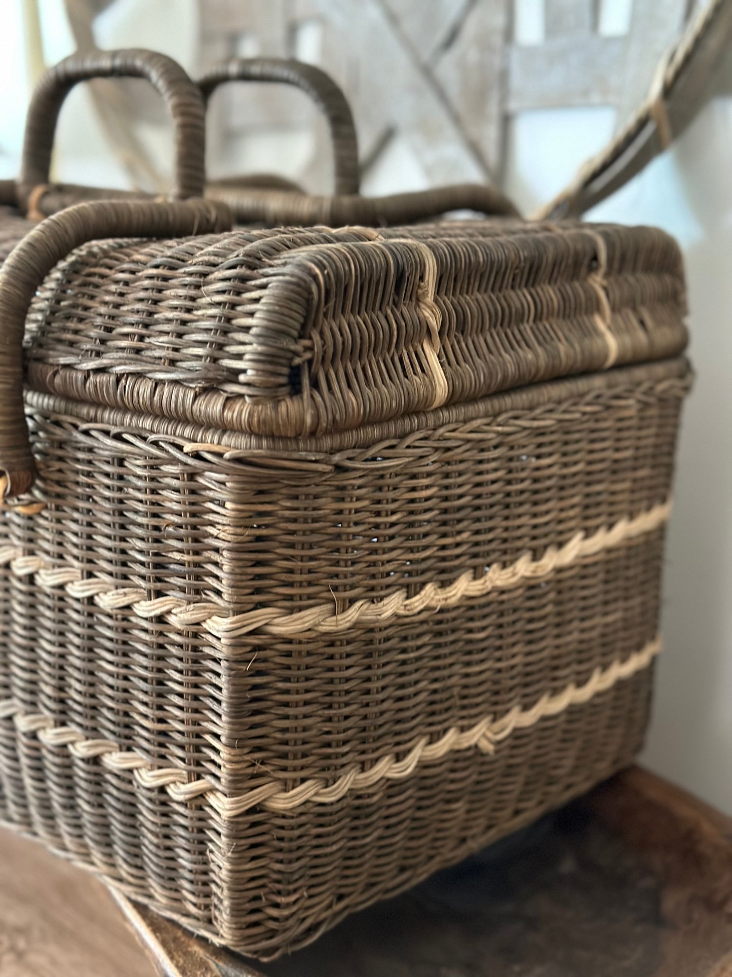 Woven vintage basket with handles