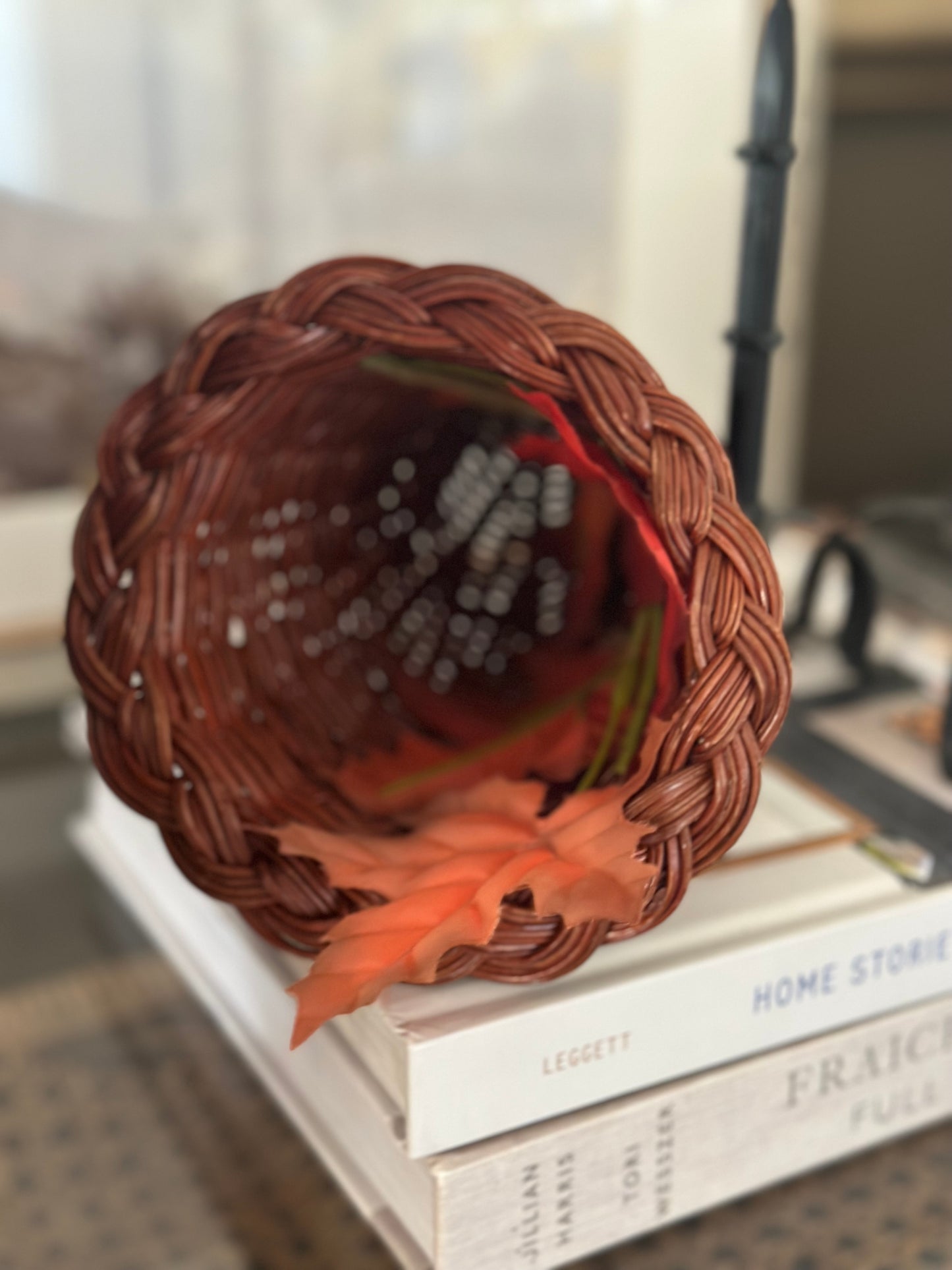Vintage wicker fall decor
