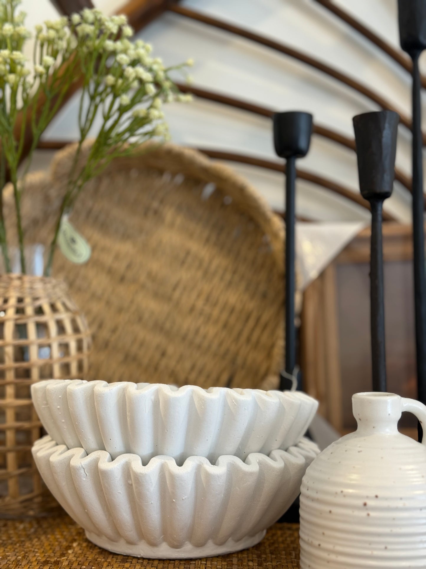 Fluted white bowl