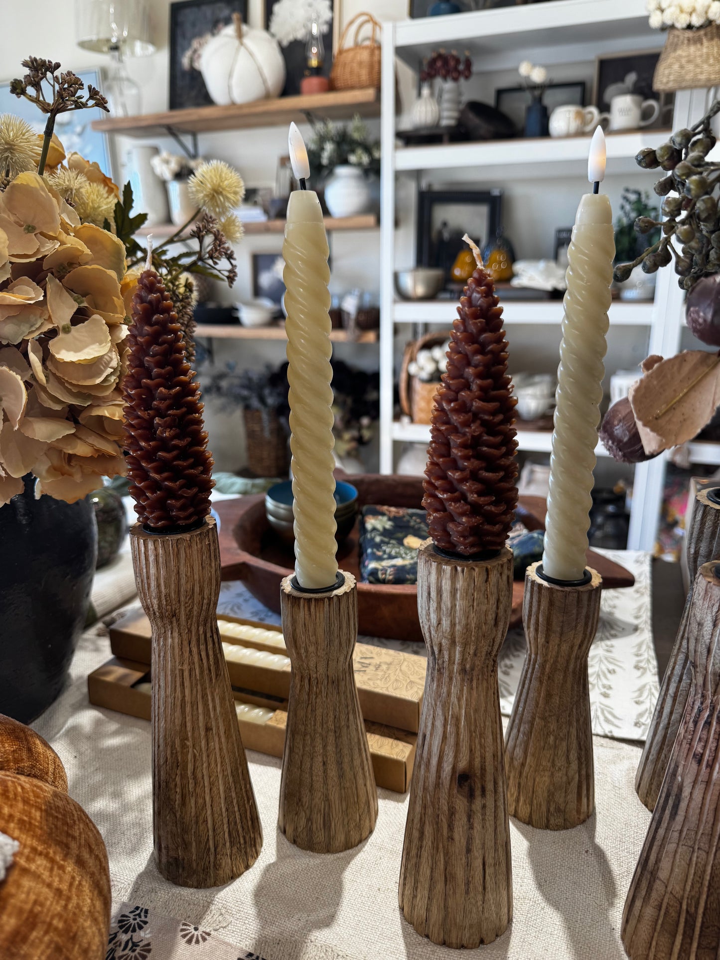 Pinecone Taper Candles