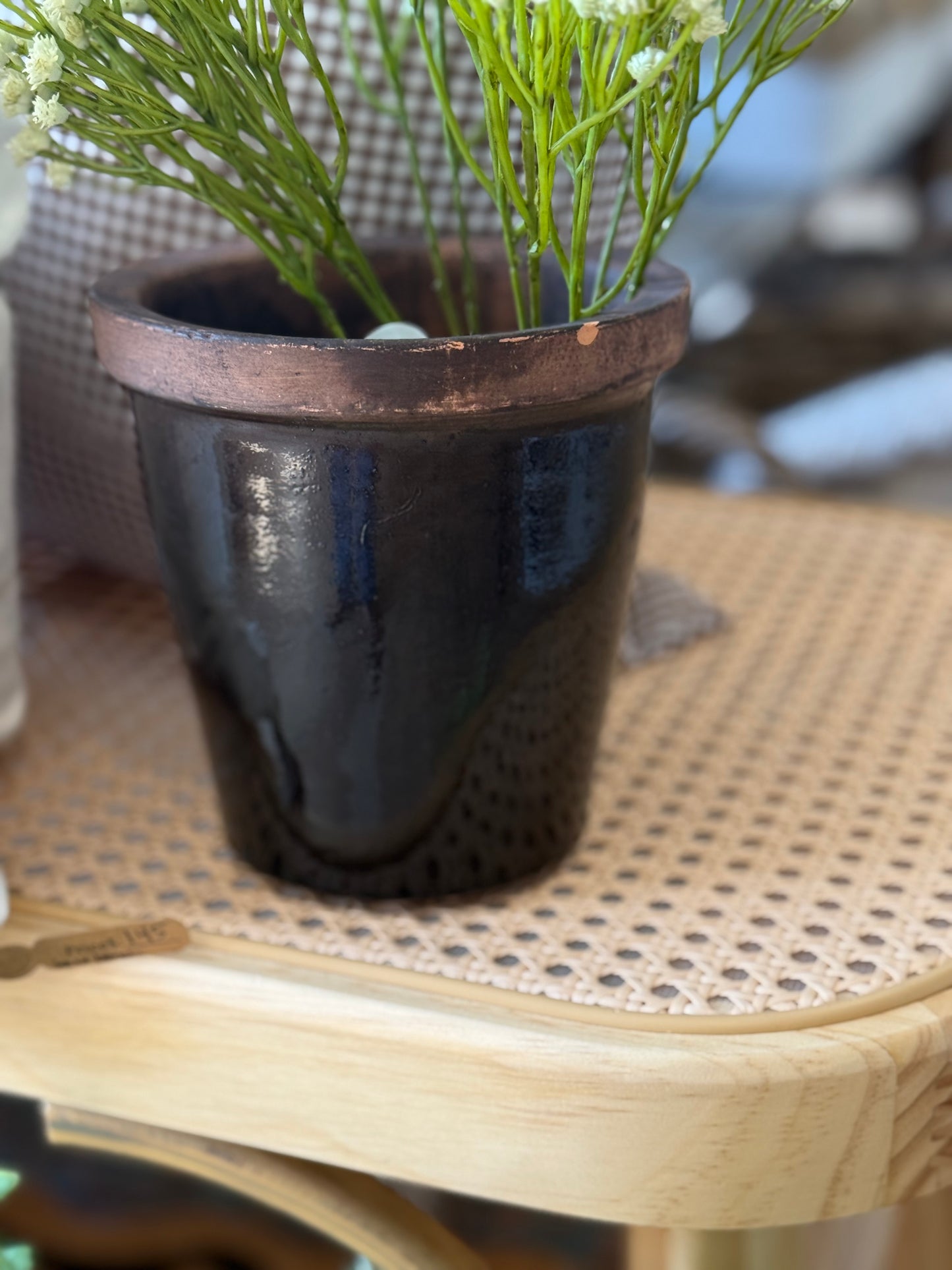 Glazed vintage outdoor pot