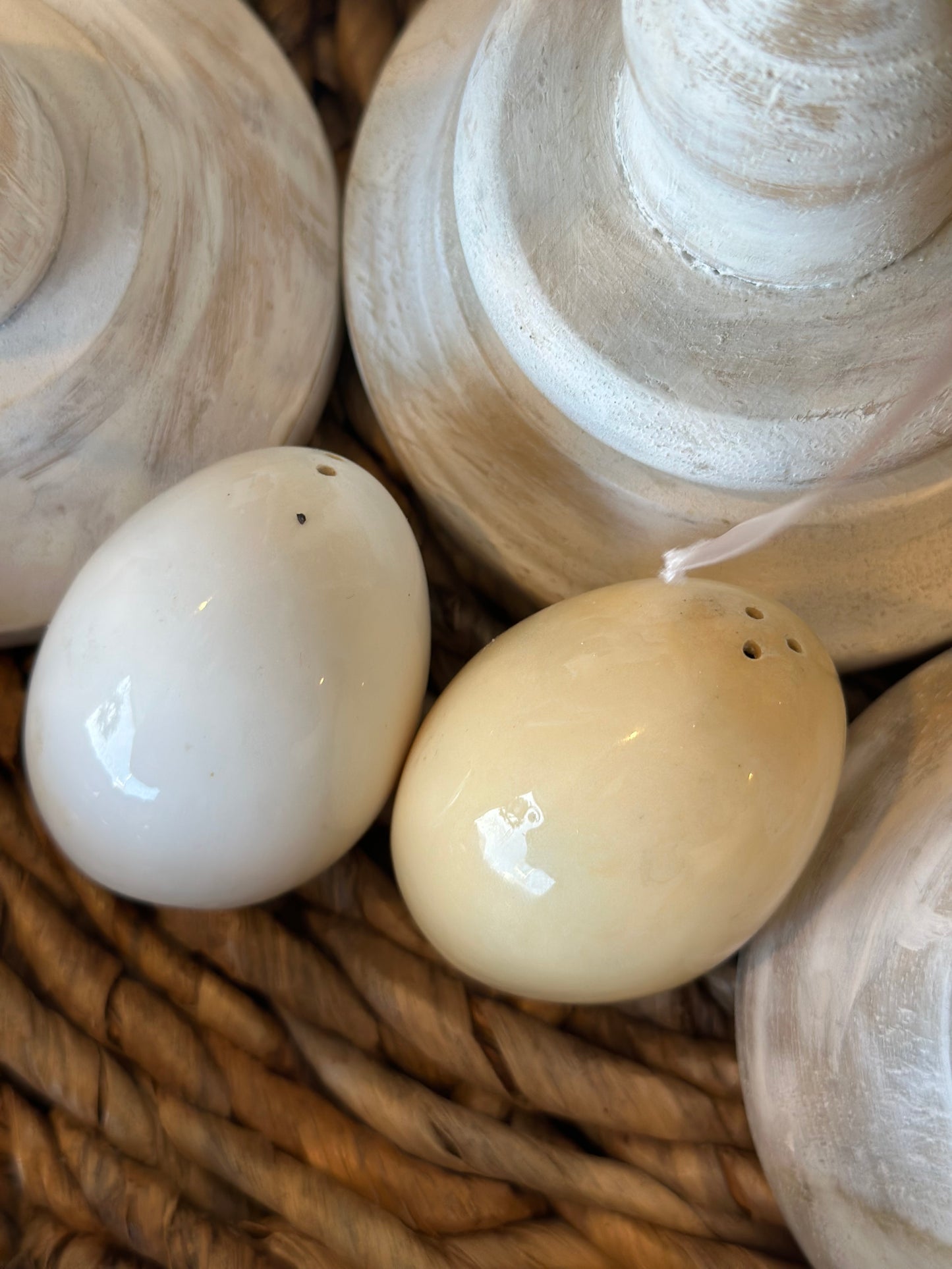 Vintage easter egg salt + pepper shaker