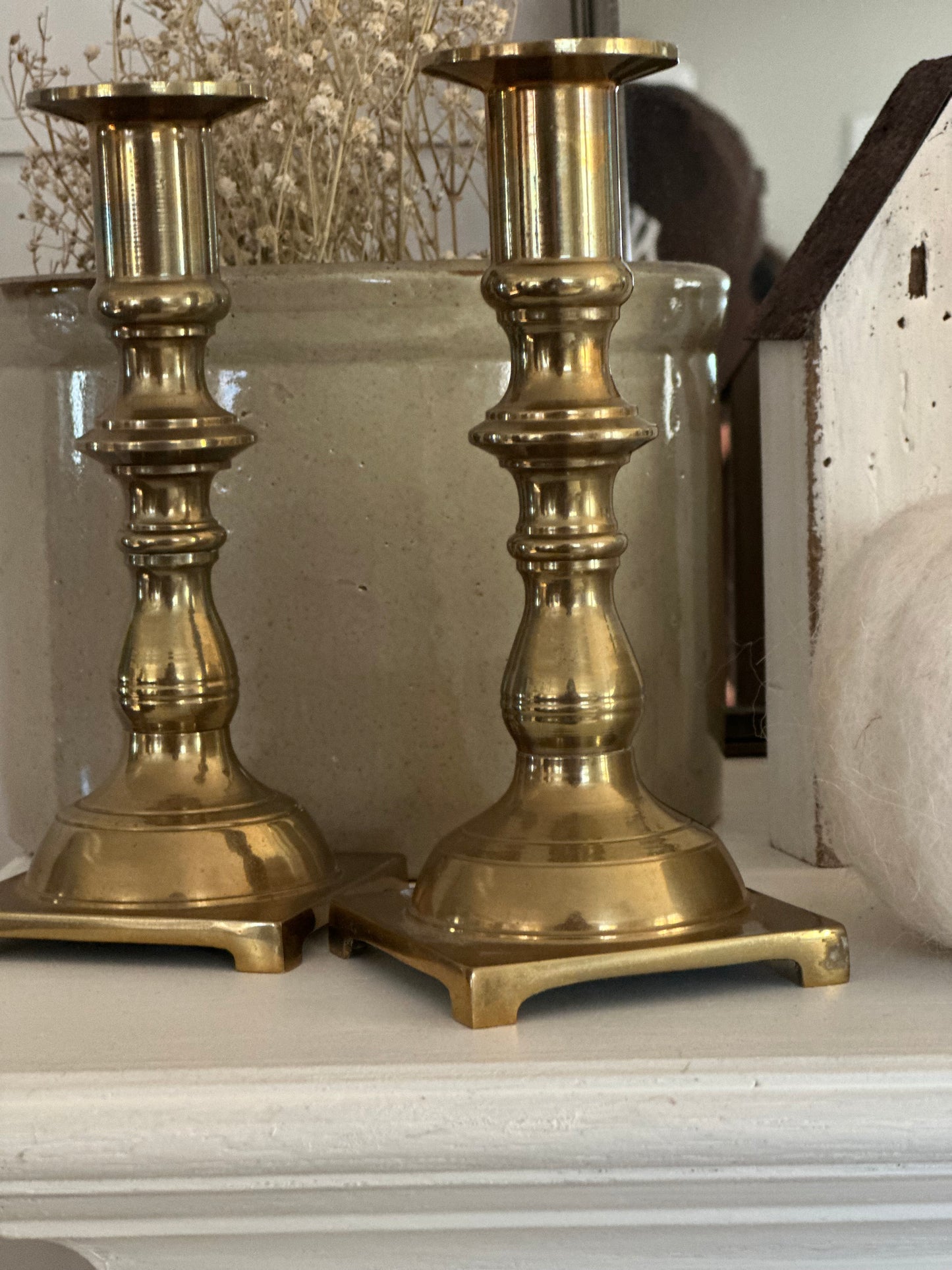 Pair of brass candle sticks