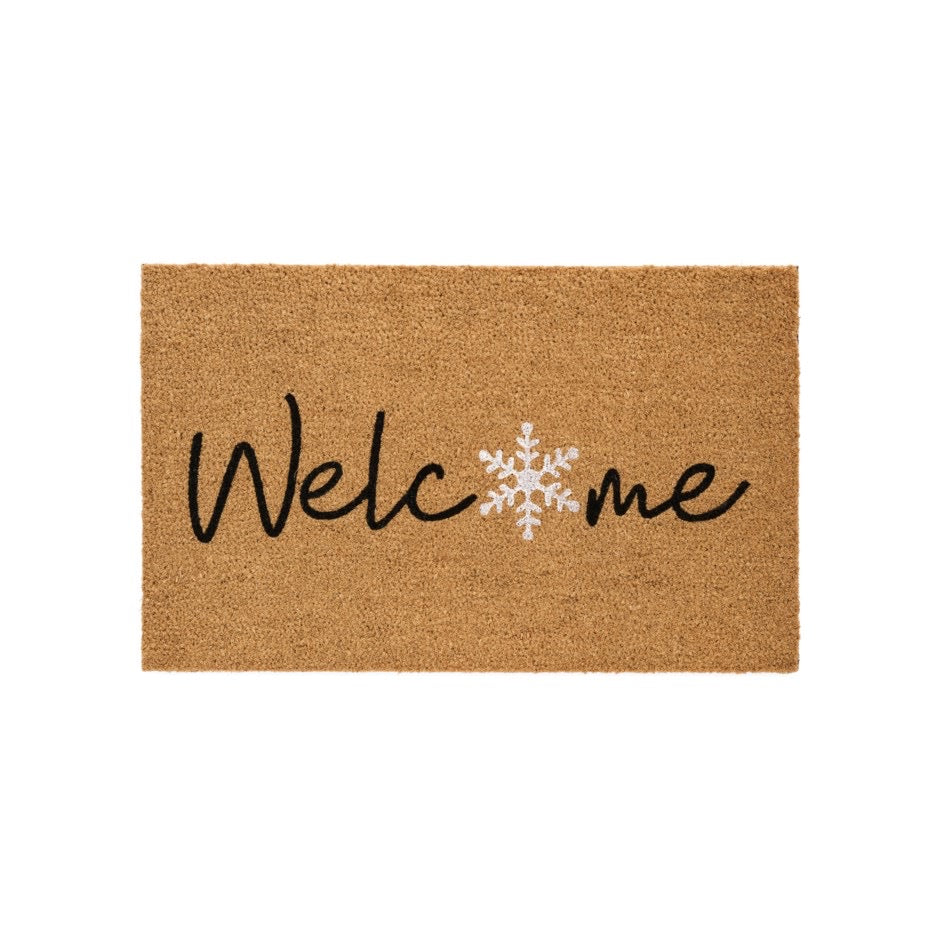 DMT WELCOME COIR/PVC NAT/BK/WH 18x30