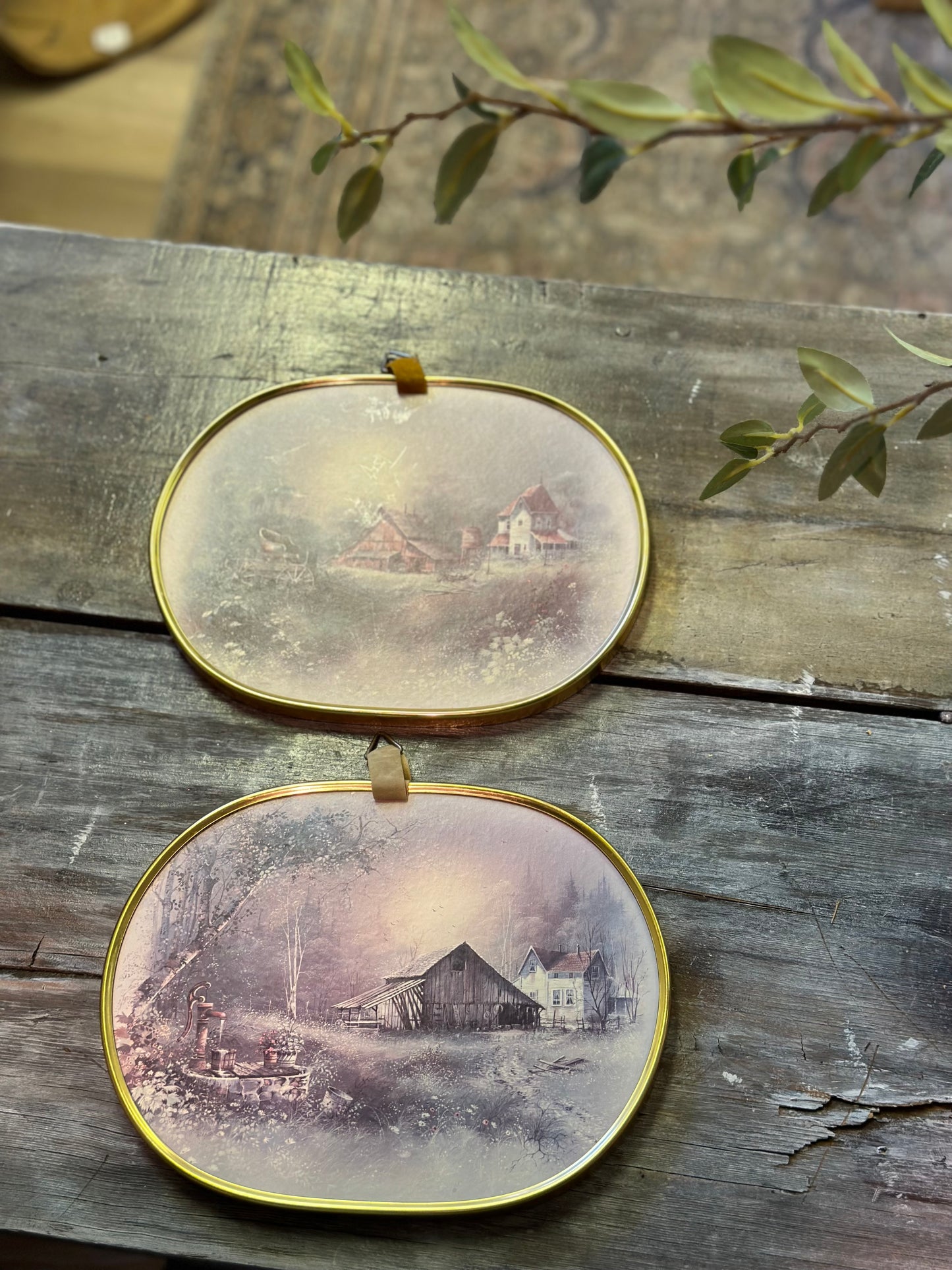 Pair of vintage gold framed prints