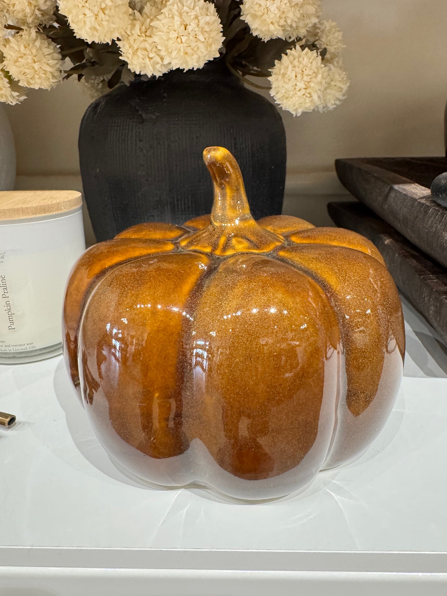 Small Ceramic Pumpkin-Mocha
