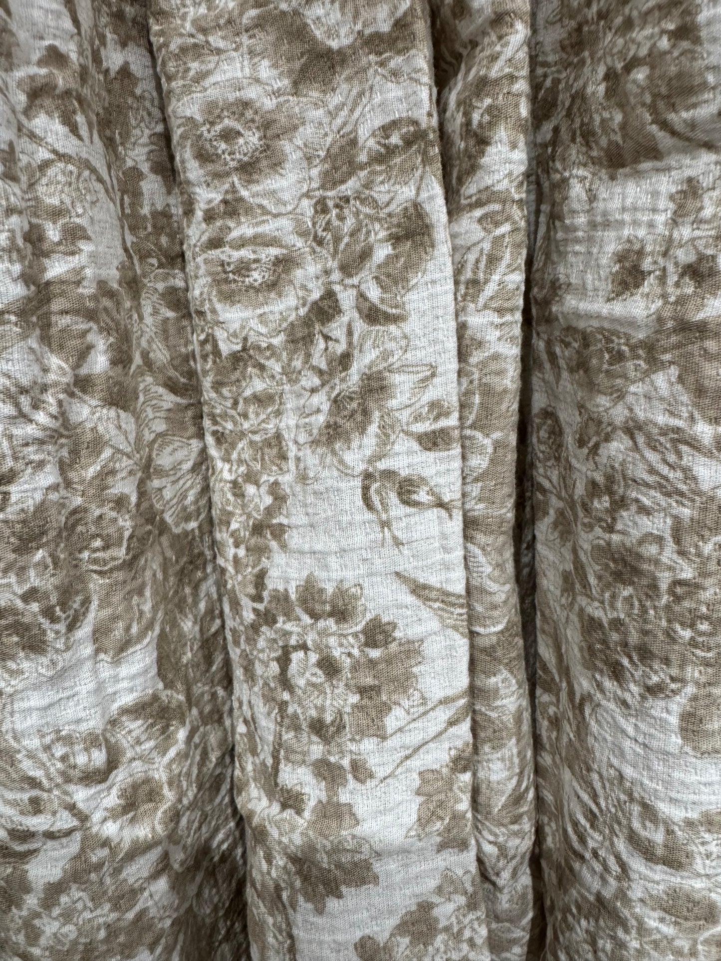 100% Muslin Cotton Shower Curtain-Brown Floral