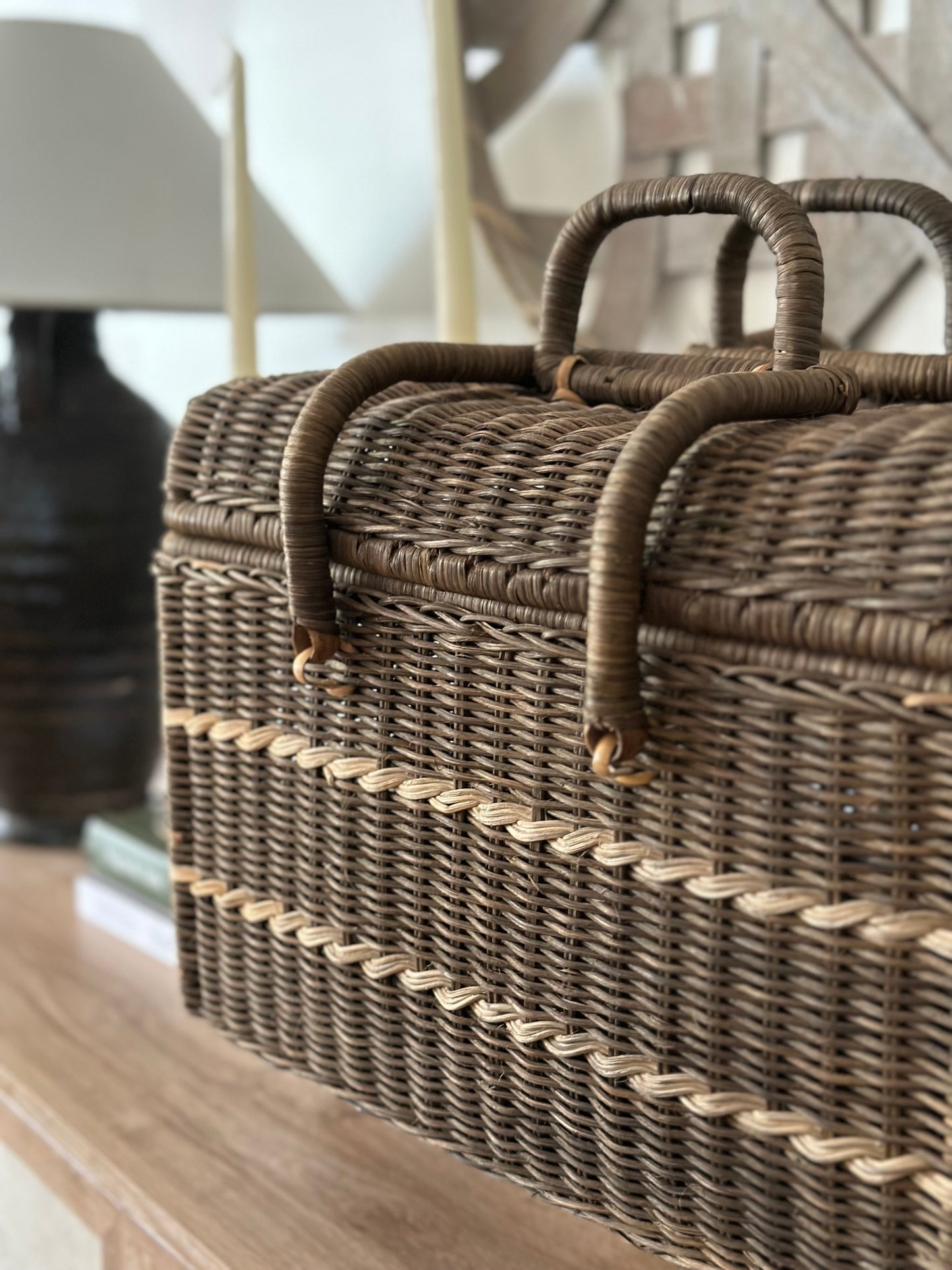 Woven vintage basket with handles