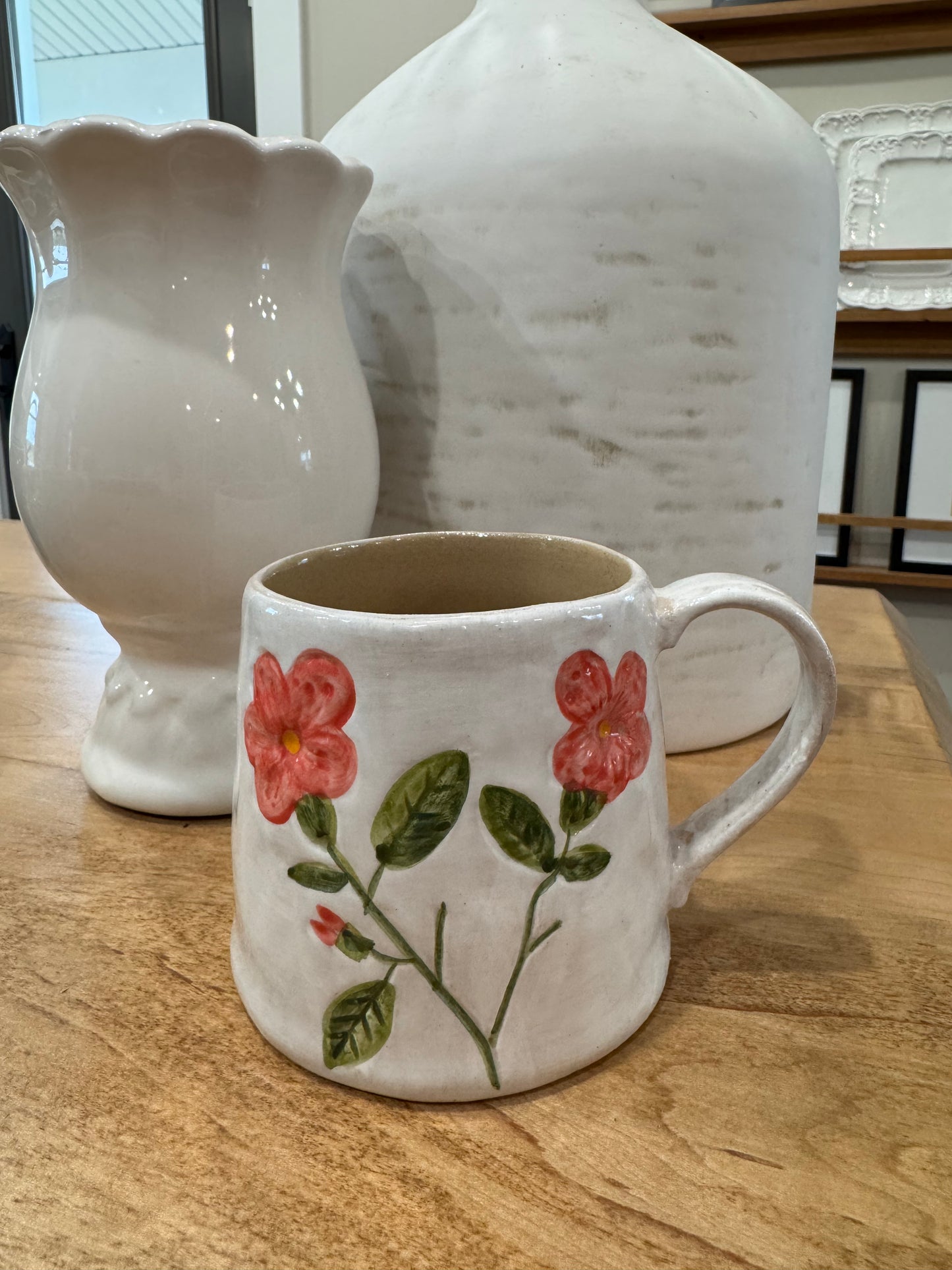Ceramic Mug-Red Flowers