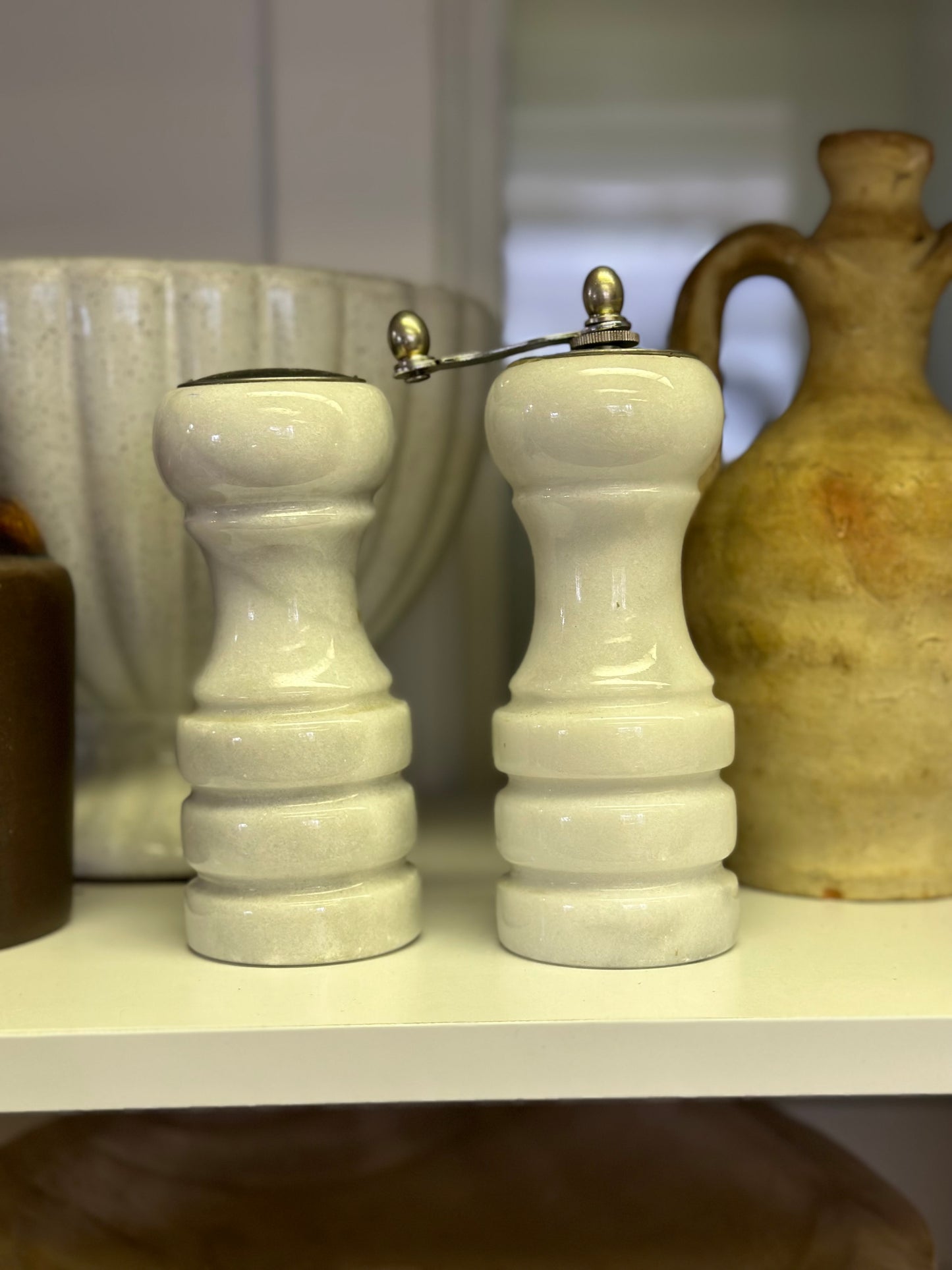 Marble Salt & Pepper shakers (white)