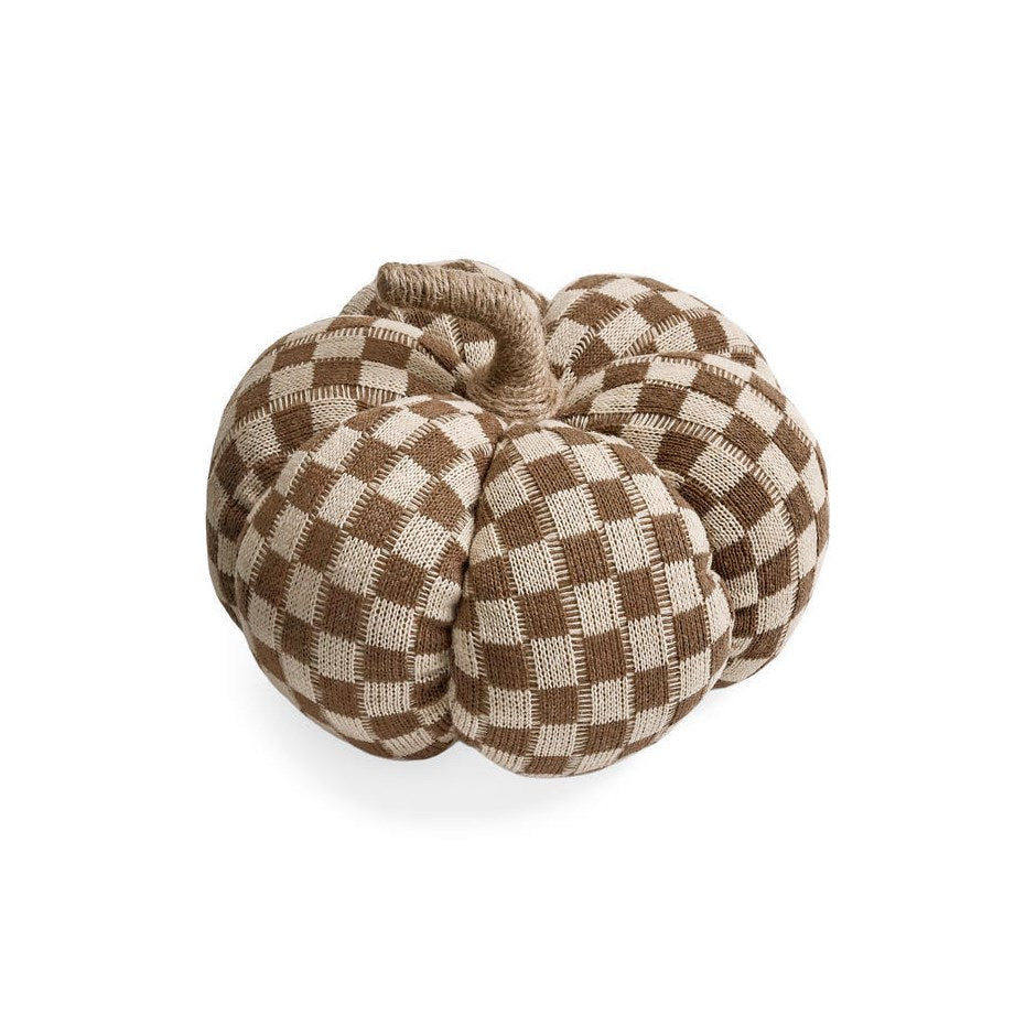 DECO PUMPKIN CHECK POLYESTER BEIGE/BROWN 9X4.5