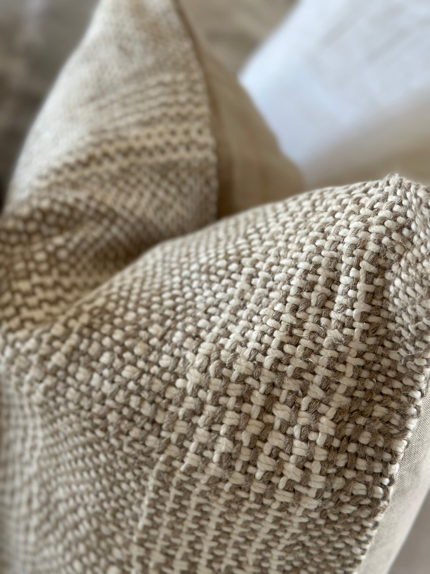 Chunky plaid cotton linen cushion 22x22 “Shiloh”