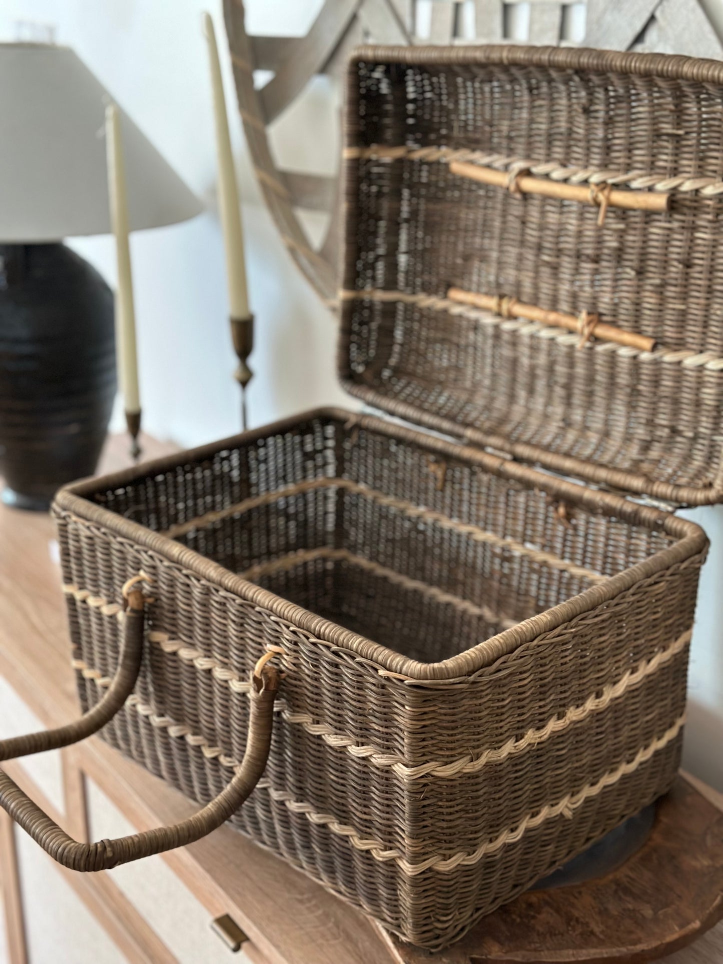 Woven vintage basket with handles