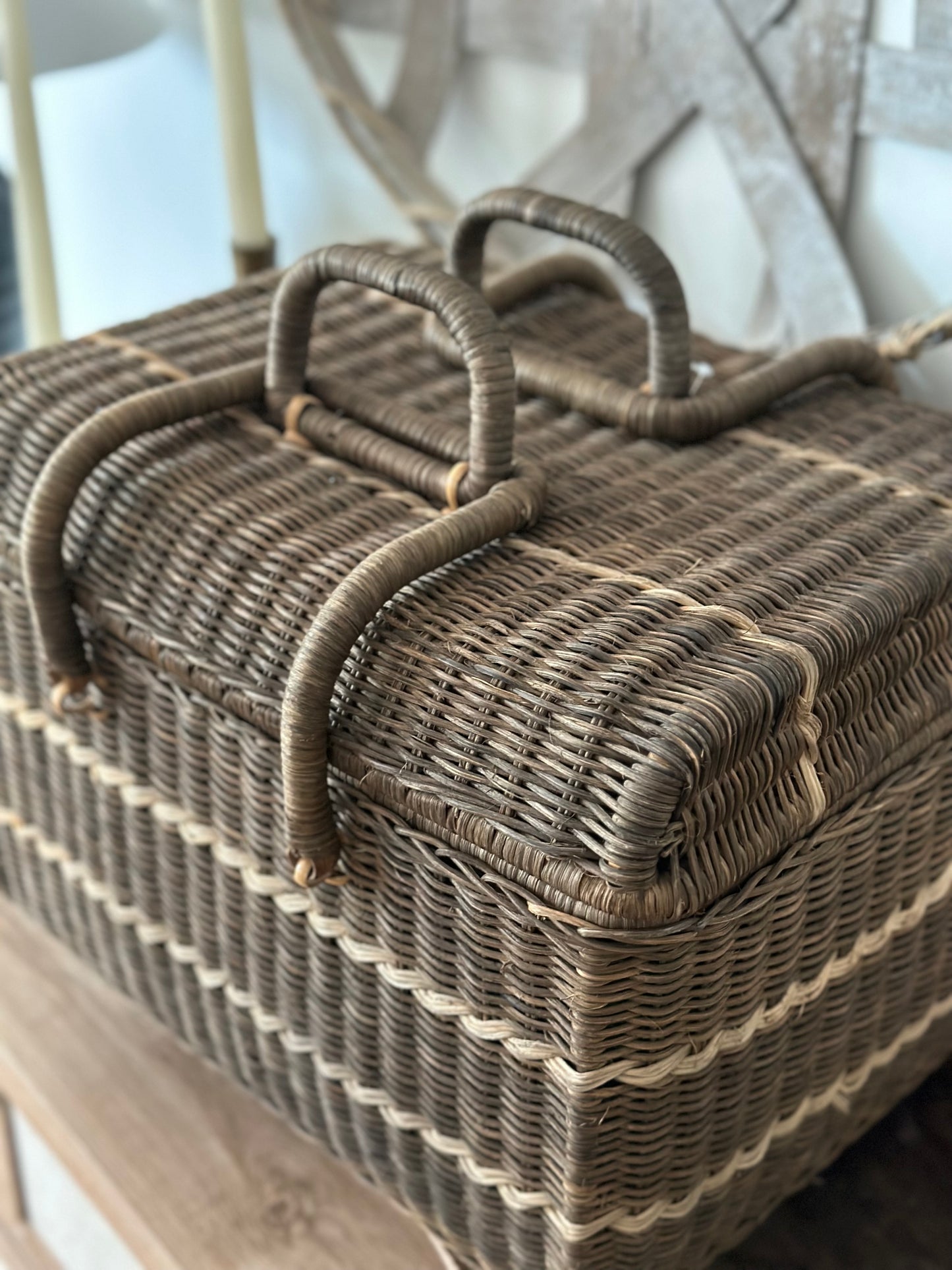 Woven vintage basket with handles