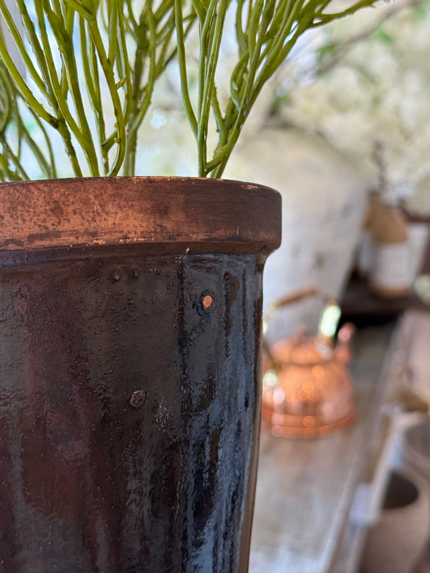 Glazed vintage outdoor pot