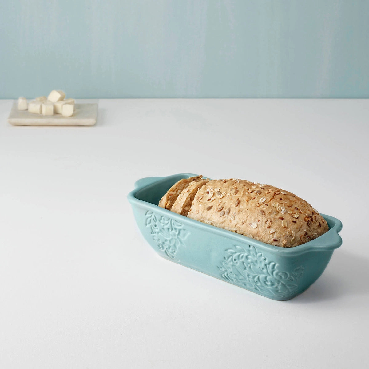 Upper Crust Ceramic Loaf/Baking Dish-Aqua Blue