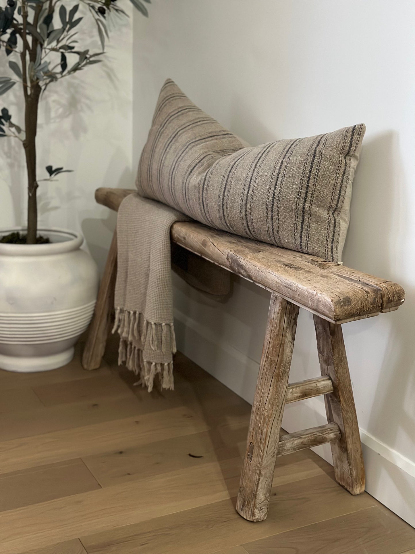 Striped linen lumbar