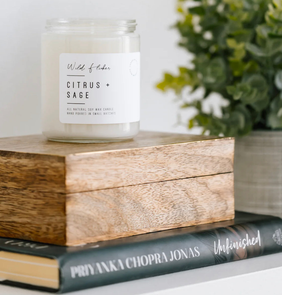 Wild Flicker- Citrus & Sage Single Wick 8oz