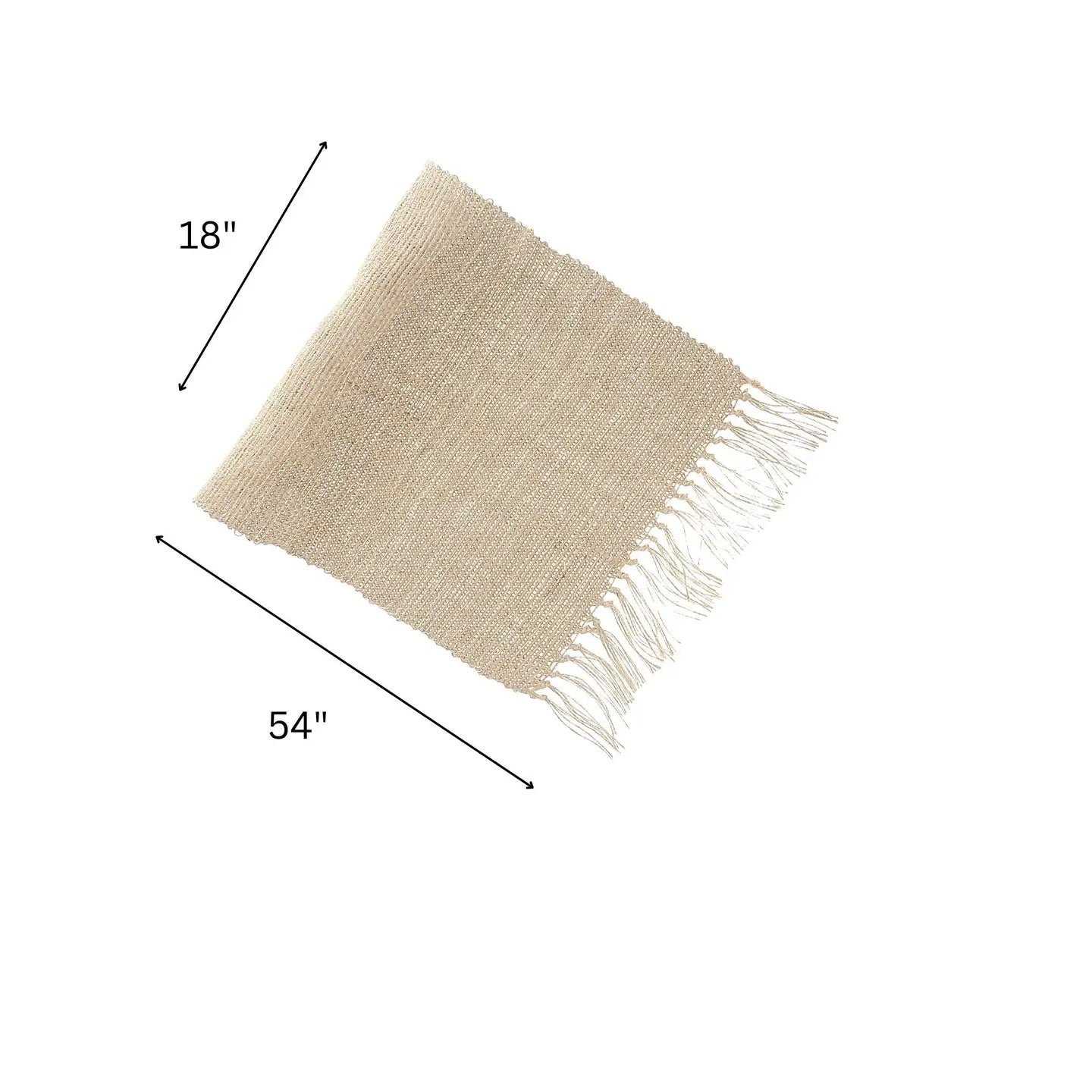 Handloom Table Runner 18"X54" White Natural