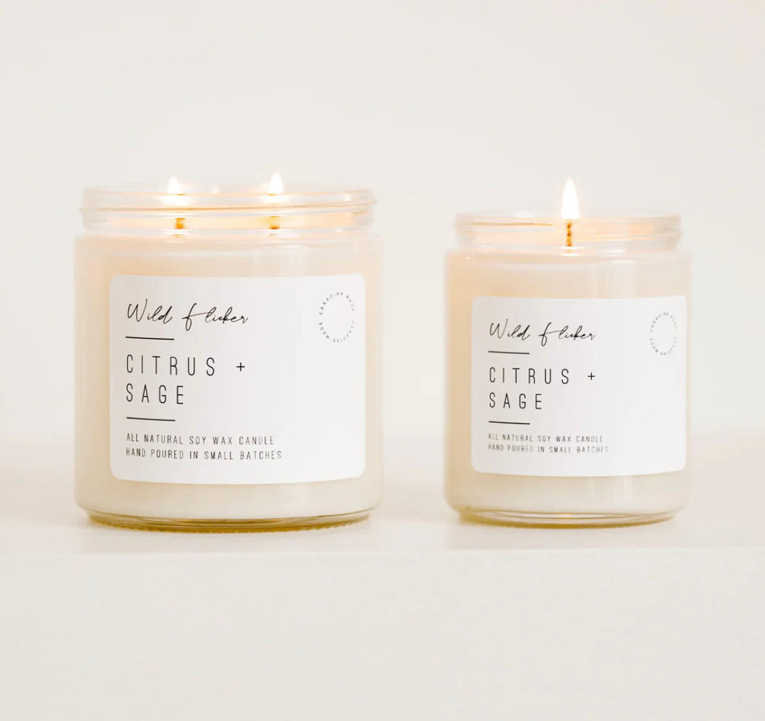 Wild Flicker- Citrus & Sage Single Wick 8oz