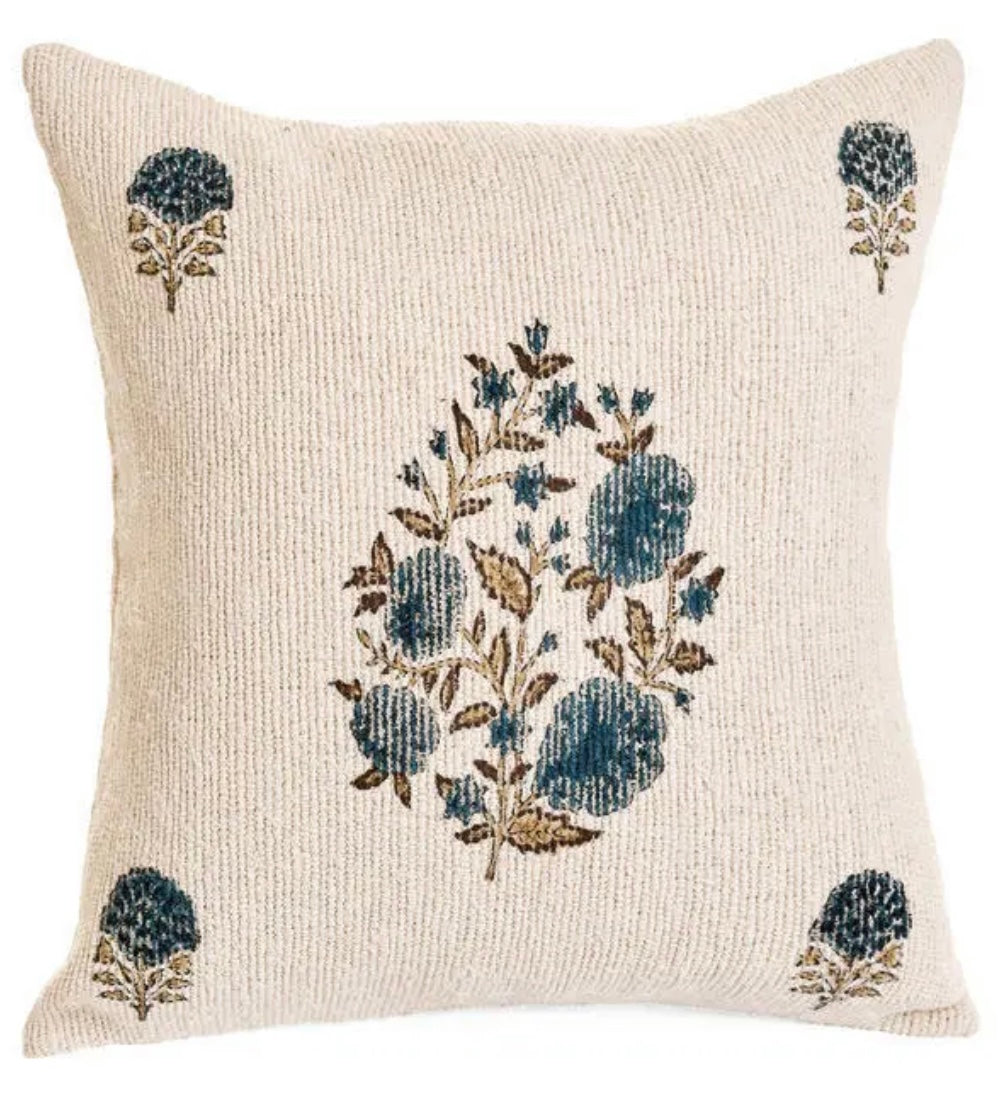 Handwoven Block Print Cotton Pillow