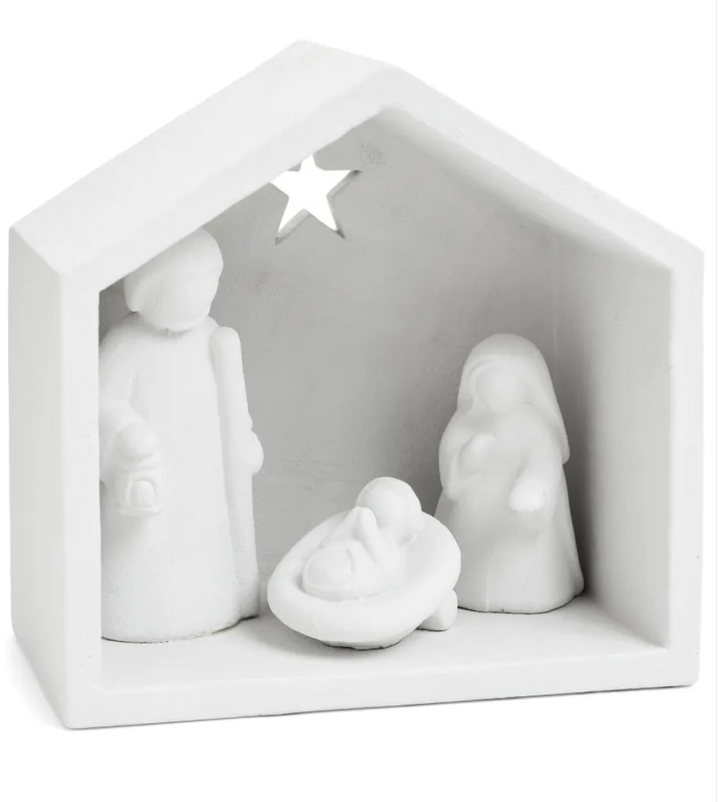 White Cement Nativity Set