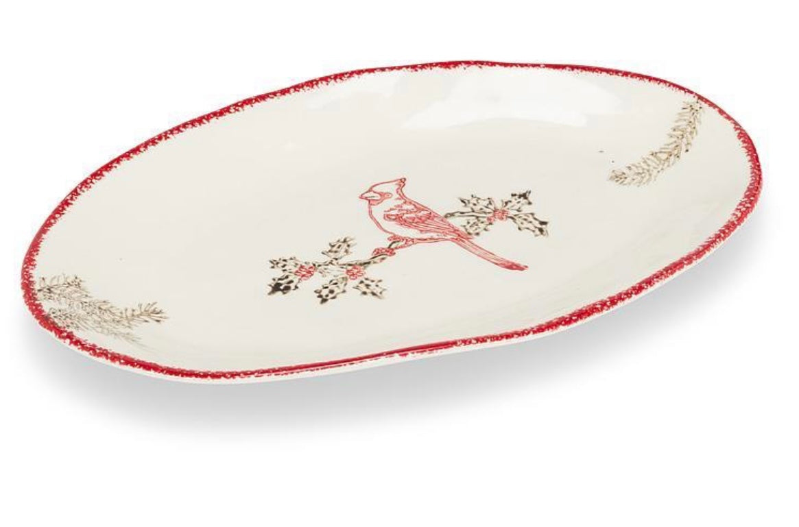 Cardinal Stamped Oval Plate