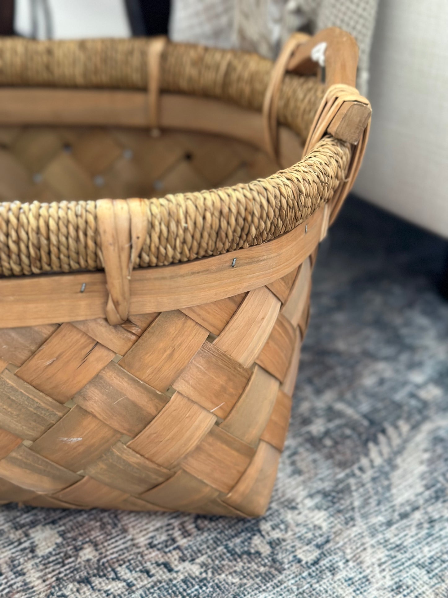 Woven Tobacco Basket with handles