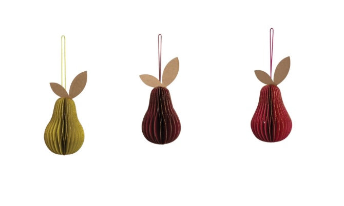 3” Paper Honeycomb Pear Ornament