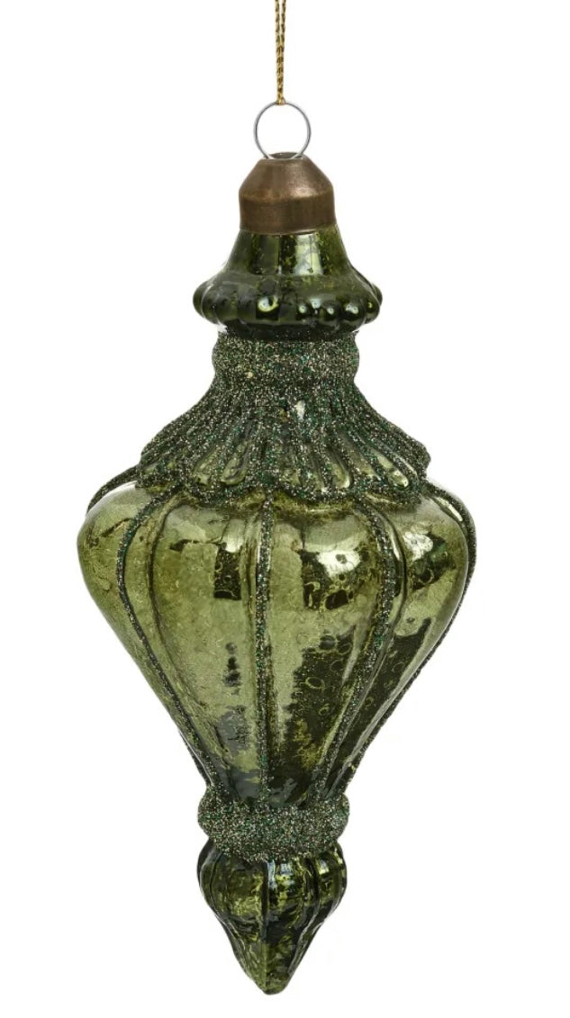 Green Glass Finial Ornament