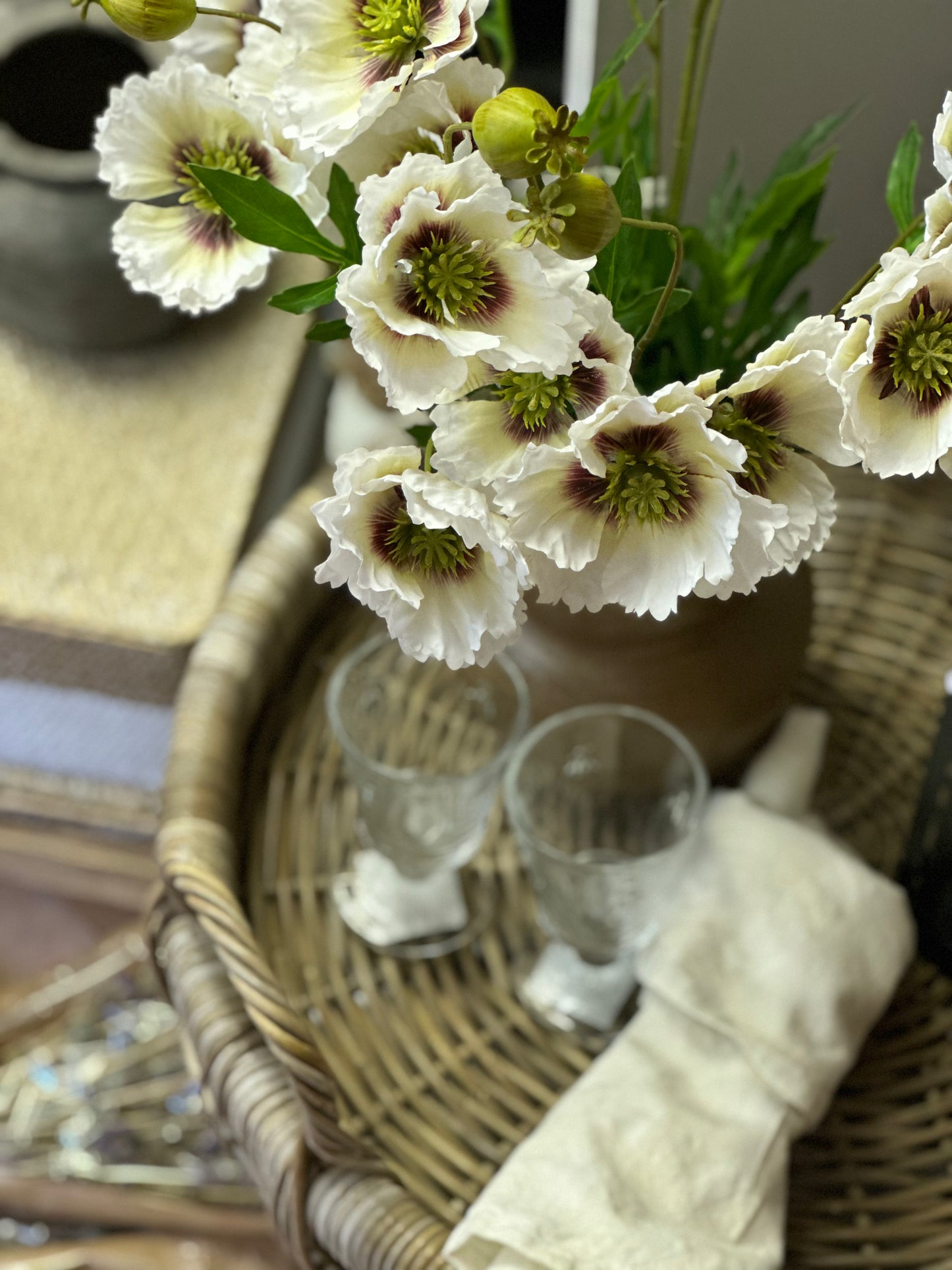 27″ POPPY SPRAY X3 WITH BUD – CREAM