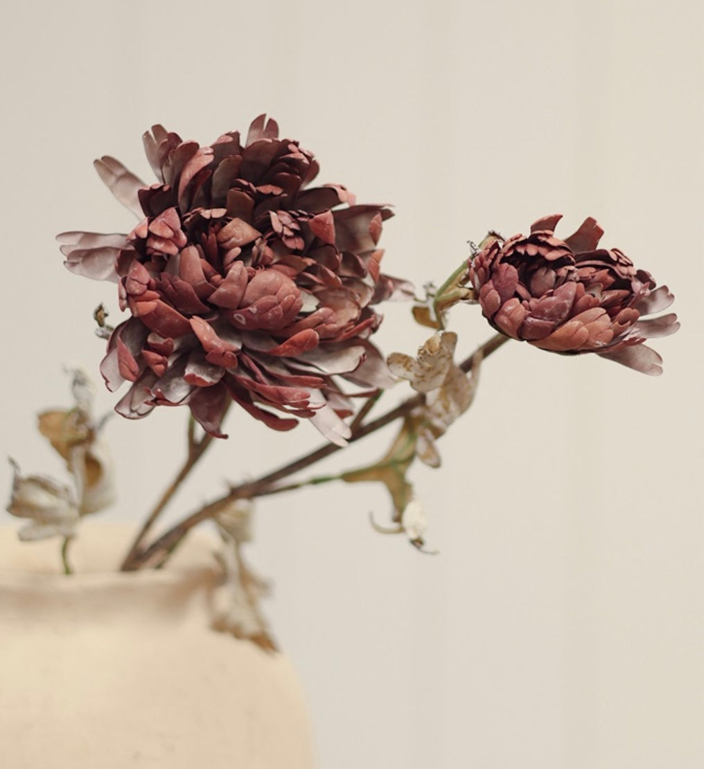 Blooming Dahlia Stem-Burgundy