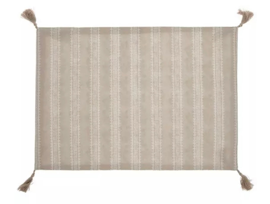 Reversible Placemat-Taupe & White Floral