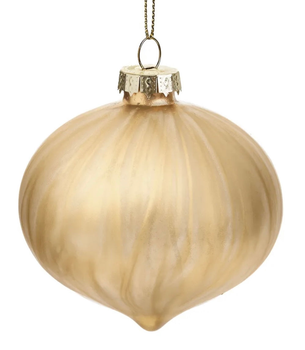 Ornament Onion Glass-Clear/Gold