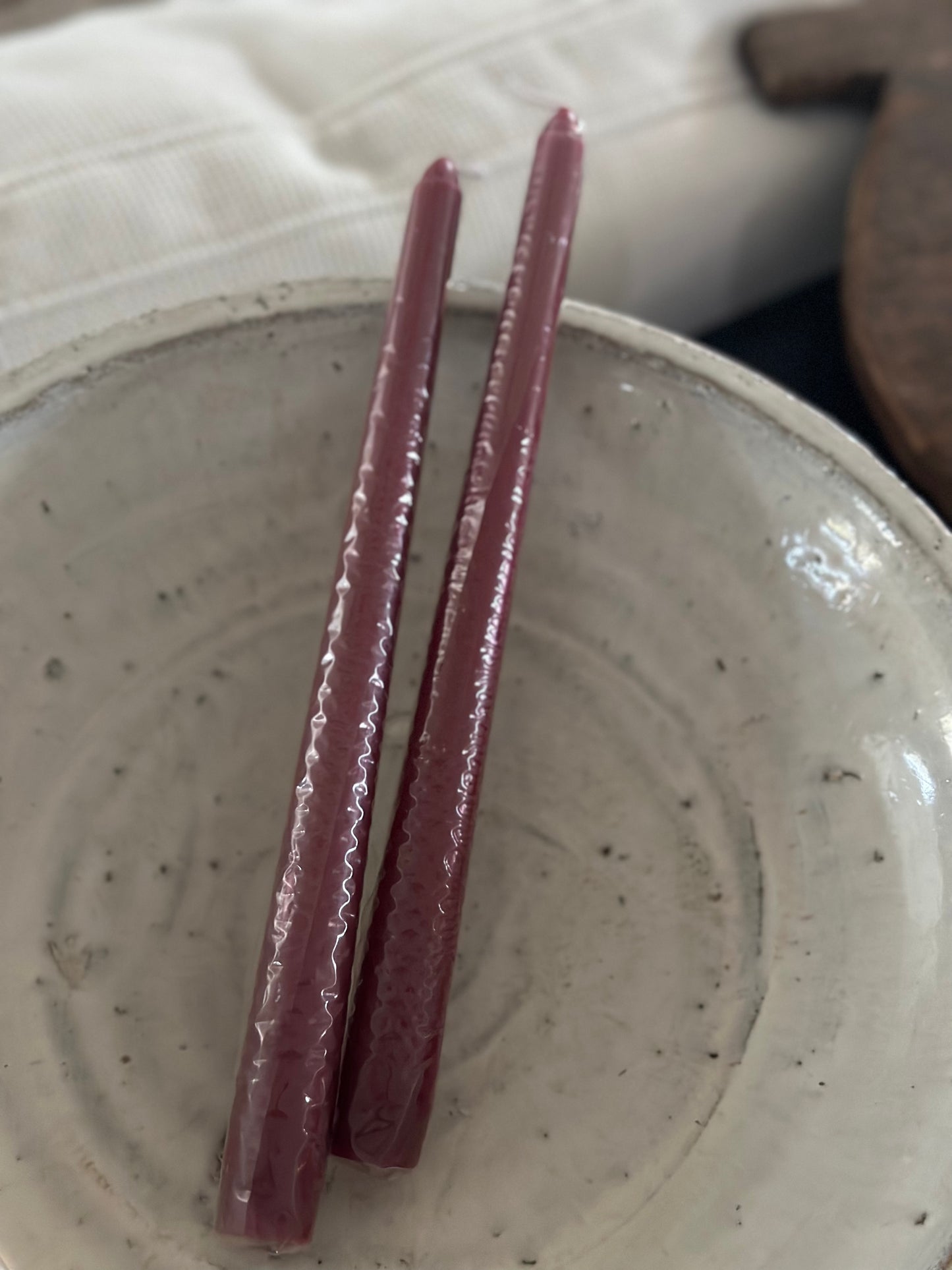 Pair of Burgundy Candle tapers 10” by