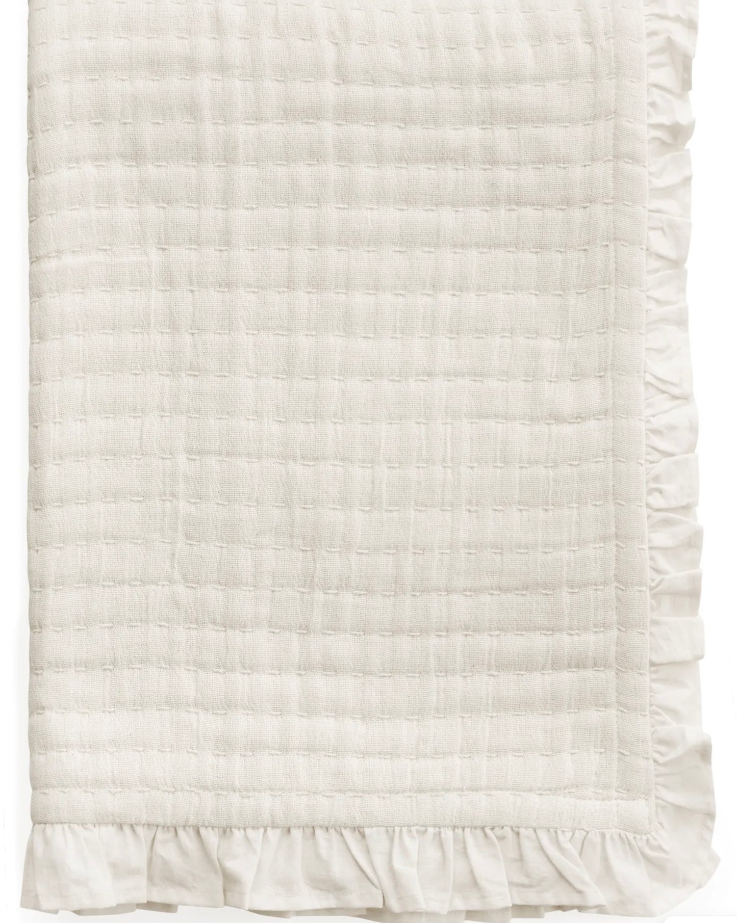 Cream Bed Blanket/Throw with Frills