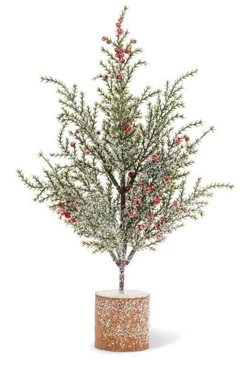 Snowy Pine Tree with Berries