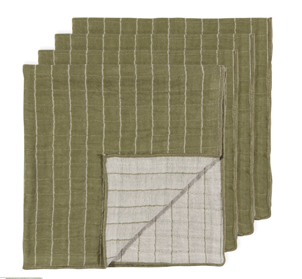 Double Weave Napkins Set of 4-Olive