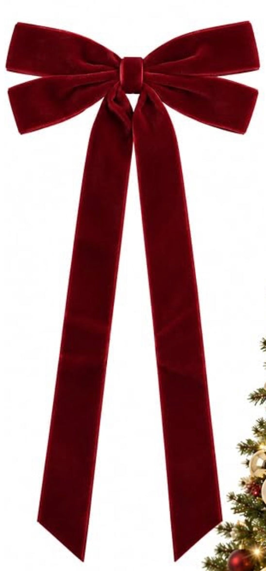 Small Velvet Bow-Garnet