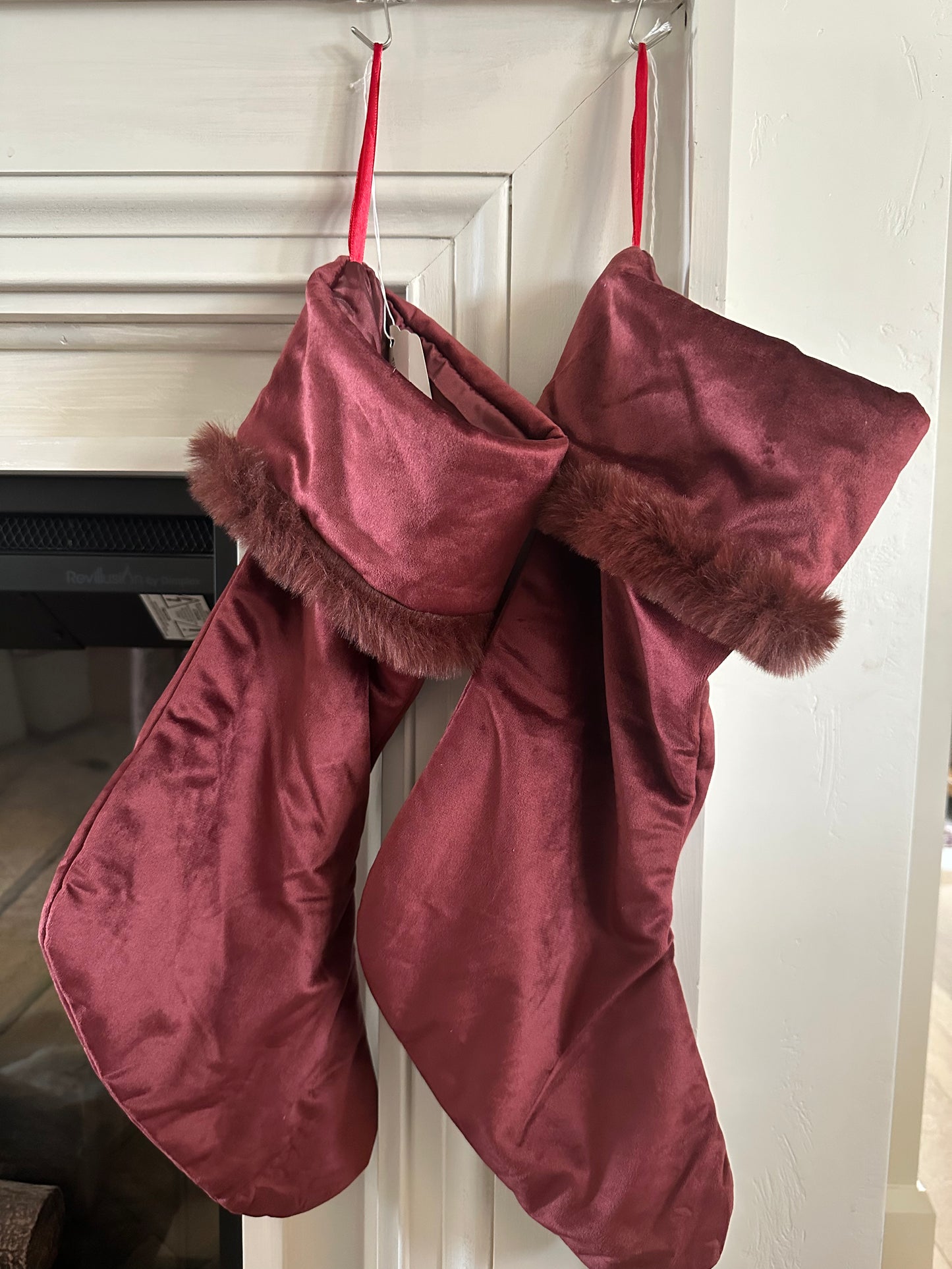 Burgundy red velvet stocking