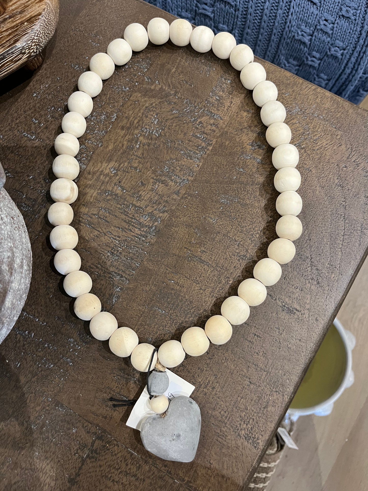 Round Bead Garland with Cement Heart