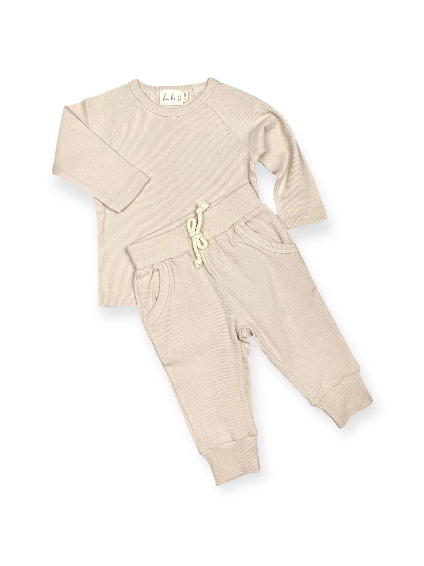 Ribbed Jogger Set- Sanddune