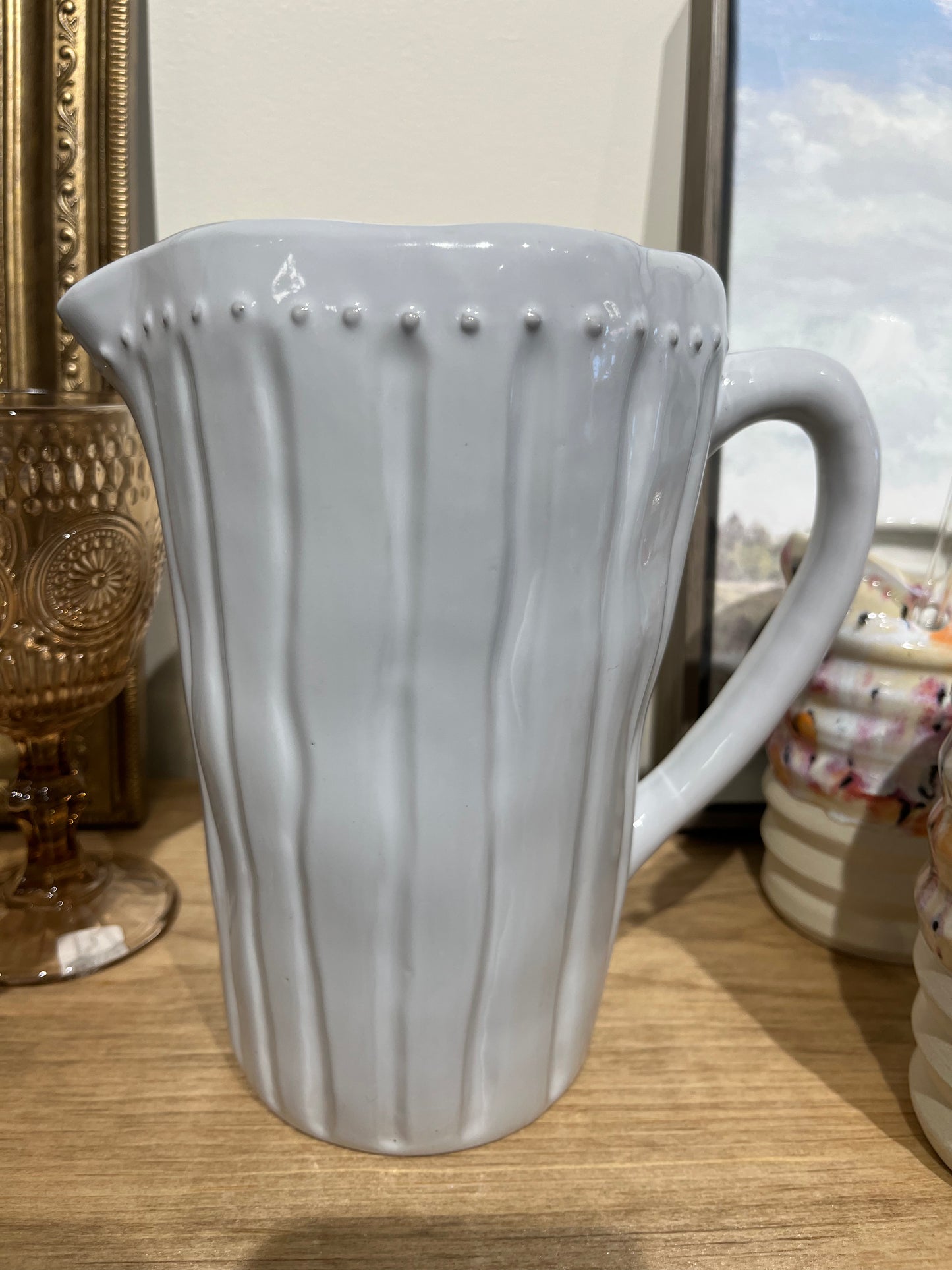 White Ribbed Pitcher