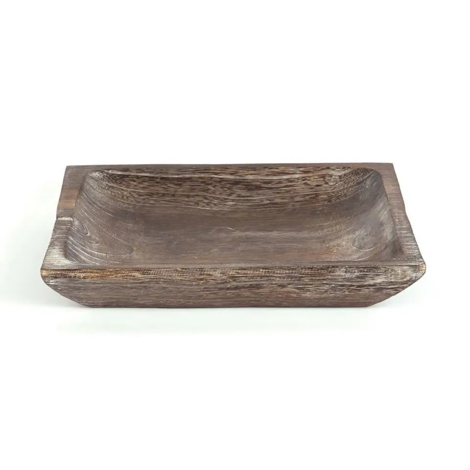 Square Dark Wood Tray-Large