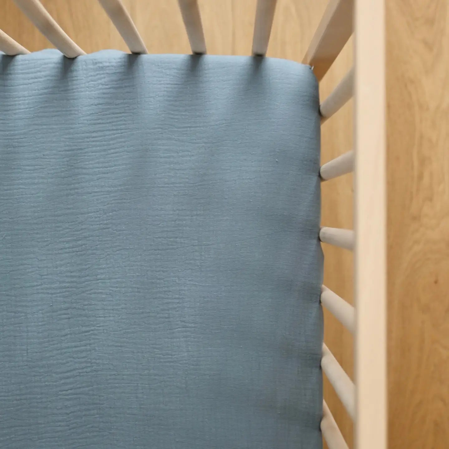 Crepe Standard Crib Sheet-Billy Blue