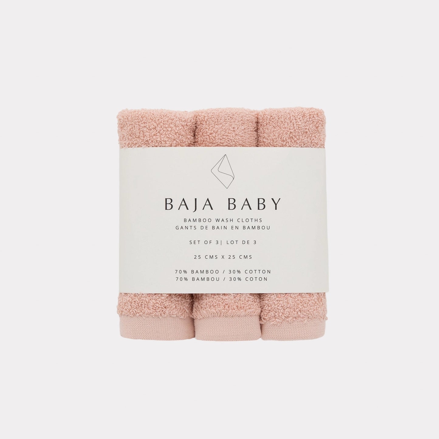 Bamboo/Cotton 3 pack Washcloths-Rose