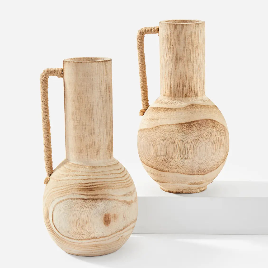 Wood Vase with Handle
