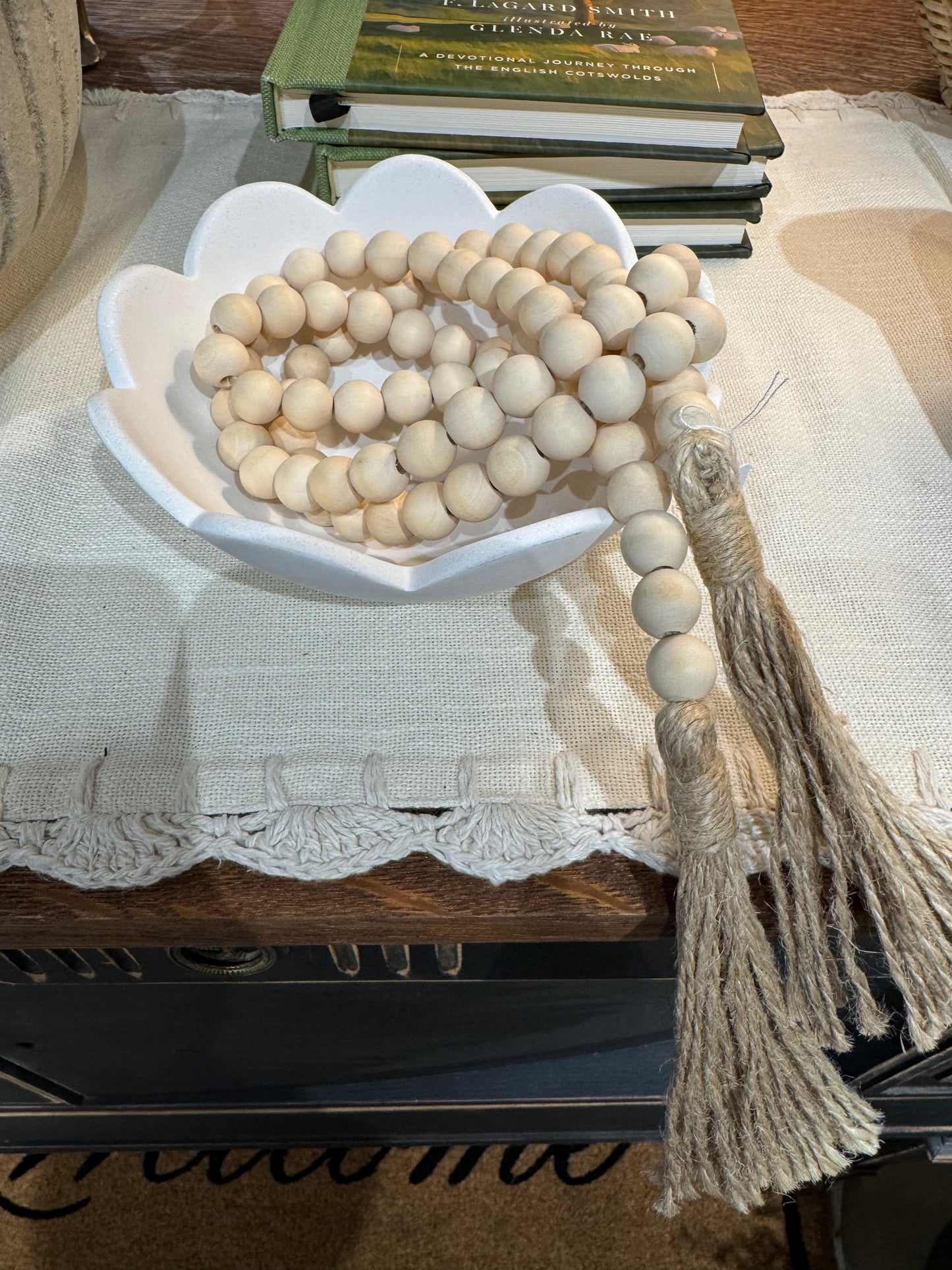 Small wood bead garland with Tassels