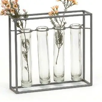 Metal and Glass Tube Vases