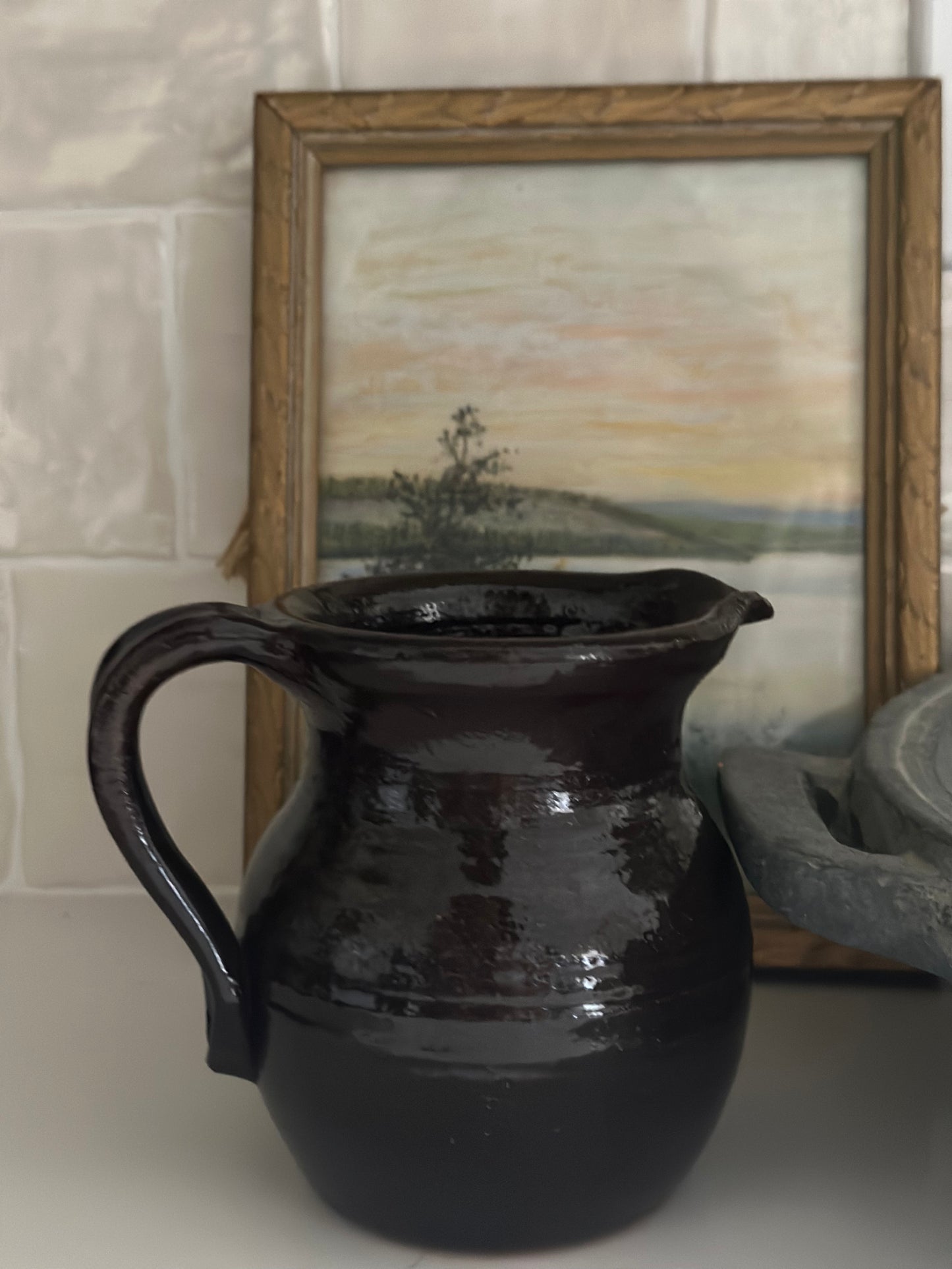 Brown Vintage Clay Pitcher